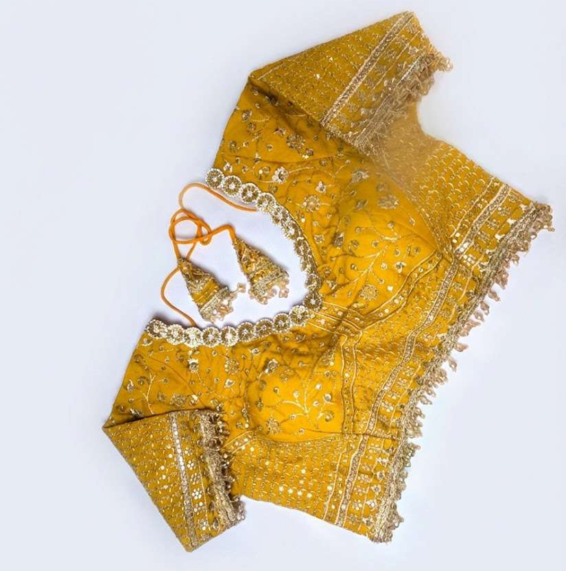 Embroidered yellow cotton blouse