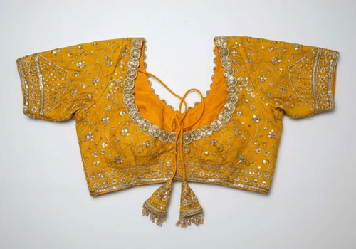 Embroidered yellow cotton blouse